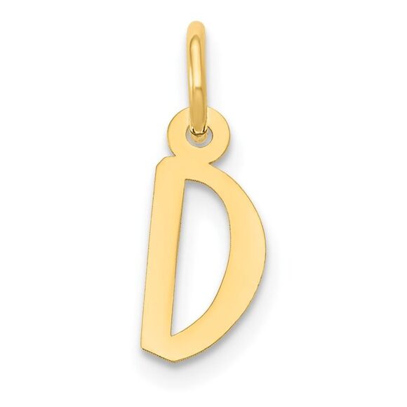 10k Yellow Gold Small Slanted Block Initial D Charm - Picture 1 of 3